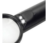 Лупа BRAUBERG ручная 5х, 50 мм, с подсветкой, черная (454128)