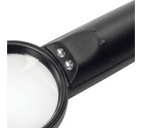 Лупа BRAUBERG ручная 5х, 50 мм, с подсветкой, черная (454128)